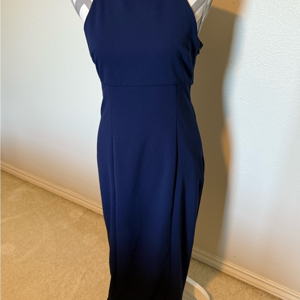 Open back fit Navy Blue Sleeveless Tank Dress